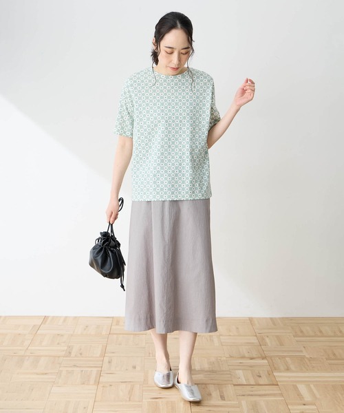 DECOY SINCE 1981(デコイシンスイチキュウハチイチ)の「【ひやさらコットン】小紋柄プリントTシャツ【綿100%・接触冷感・UVカット】(Tシャツ/カットソー・レディース・オレンジ/ネイビー/グリーン・M/L/LL)」の8枚目の写真