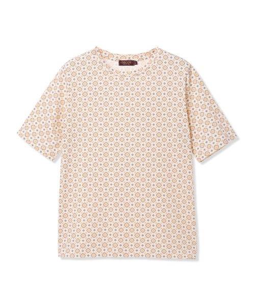 DECOY SINCE 1981(デコイシンスイチキュウハチイチ)の「【ひやさらコットン】小紋柄プリントTシャツ【綿100%・接触冷感・UVカット】(Tシャツ/カットソー・レディース・オレンジ/ネイビー/グリーン・M/L/LL)」の18枚目の写真