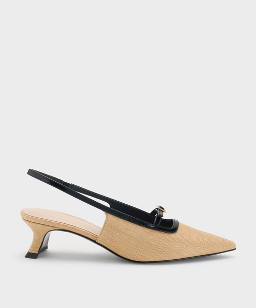CHARLES & KEITH(チャールズ & キース)の「バックルストラップ スリングバックパンプス(パンプス・レディース・ブラック/ナチュラル・22.5cm/23cm/23.5cm/24.5cm/25cm)」の2枚目の写真