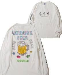 【YOIDORE】ビールブロック フロント&バック刺繍MIX クルーネックロングスリーブTシャツ