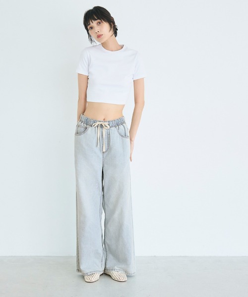 coca(coca)(コカ)の「サマーデニムワイドパンツ(デニムパンツ・レディース・ライトブルー/ブルー・L/S/M)」の5枚目の写真