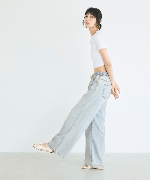 coca(coca)(コカ)の「サマーデニムワイドパンツ(デニムパンツ・レディース・ライトブルー/ブルー・L/S/M)」の7枚目の写真