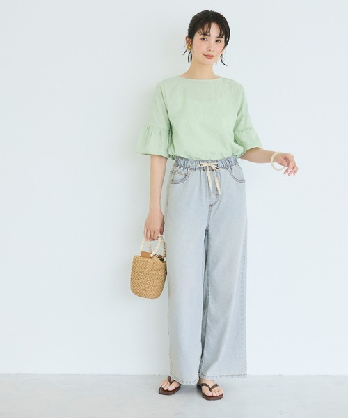 coca(coca)(コカ)の「サマーデニムワイドパンツ(デニムパンツ・レディース・ライトブルー/ブルー・L/S/M)」の9枚目の写真