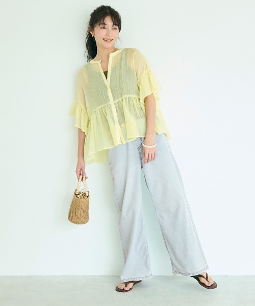 coca(coca)(コカ)の「サマーデニムワイドパンツ(デニムパンツ・レディース・ライトブルー/ブルー・L/S/M)」の12枚目の写真