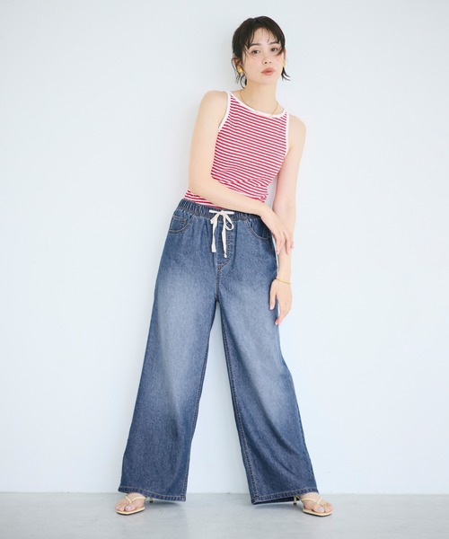 coca(coca)(コカ)の「サマーデニムワイドパンツ(デニムパンツ・レディース・ライトブルー/ブルー・L/S/M)」の13枚目の写真