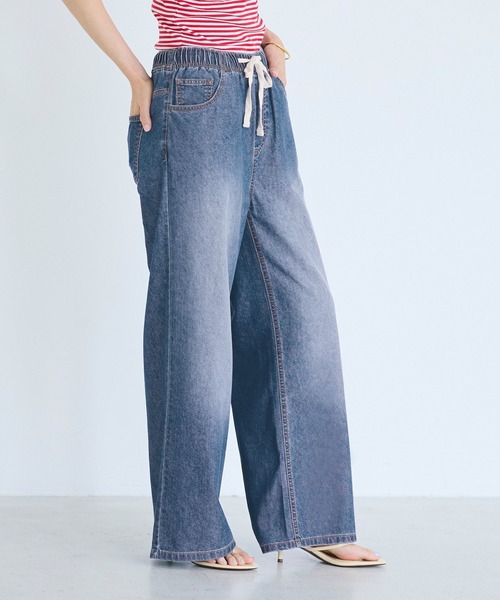 coca(coca)(コカ)の「サマーデニムワイドパンツ(デニムパンツ・レディース・ライトブルー/ブルー・L/S/M)」の14枚目の写真