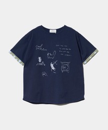 JUICY/ジューシー　袖ドットPT ネコ刺繍 TEE