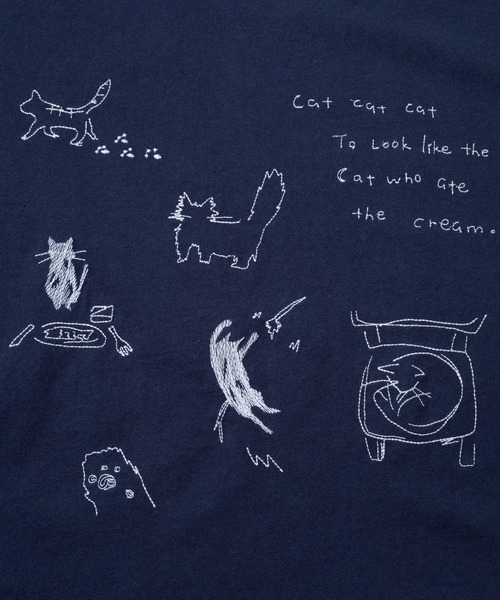go slow caravan(ゴースローキャラバン)の「JUICY/ジューシー 袖ドットPT ネコ刺繍 TEE(Tシャツ/カットソー・レディース・ホワイト/ネイビー・FREE)」の4枚目の写真