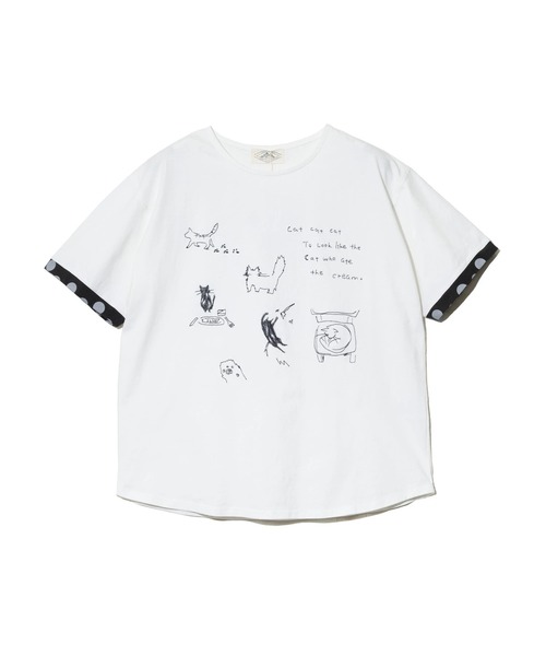 go slow caravan(ゴースローキャラバン)の「JUICY/ジューシー 袖ドットPT ネコ刺繍 TEE(Tシャツ/カットソー・レディース・ホワイト/ネイビー・FREE)」の11枚目の写真