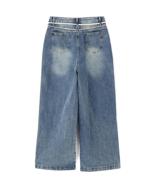 SIS(エスアイエス)の「SIS/エスアイエス/Side Fringe Denim Pants(デニムパンツ・レディース・ブラック/ブルー・L/M)」の3枚目の写真
