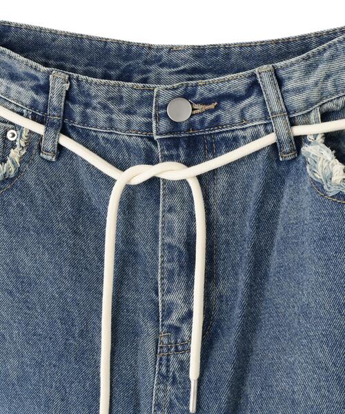 SIS(エスアイエス)の「SIS/エスアイエス/Side Fringe Denim Pants(デニムパンツ・レディース・ブラック/ブルー・L/M)」の4枚目の写真
