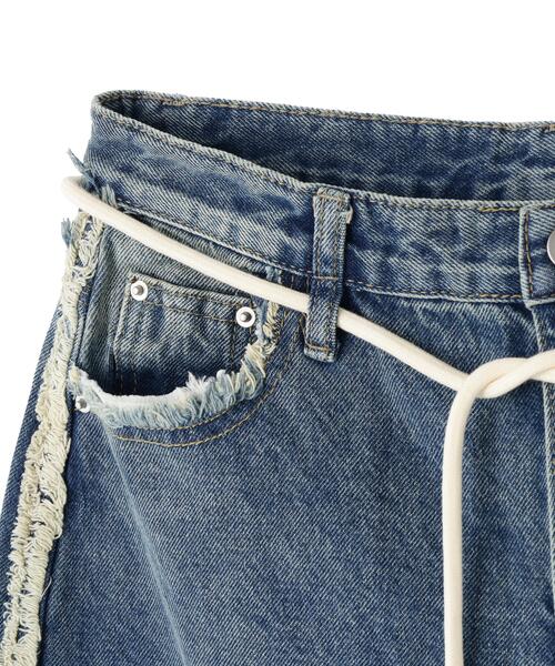 SIS(エスアイエス)の「SIS/エスアイエス/Side Fringe Denim Pants(デニムパンツ・レディース・ブラック/ブルー・L/M)」の5枚目の写真