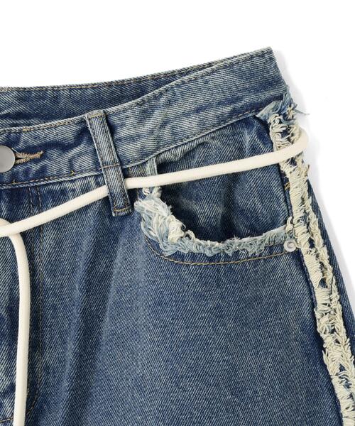 SIS(エスアイエス)の「SIS/エスアイエス/Side Fringe Denim Pants(デニムパンツ・レディース・ブラック/ブルー・L/M)」の6枚目の写真