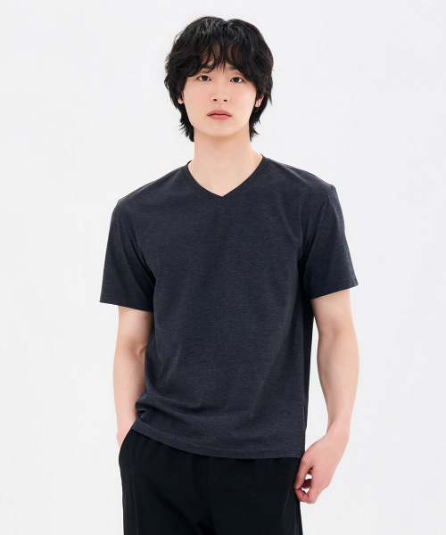 CHASECULT(チェイスカルト)の「メンズクールVネック半袖Tシャツ-FCZK5809E0L(Tシャツ/カットソー・メンズ・チャコールグレー・100/110/95/105/115)」の4枚目の写真