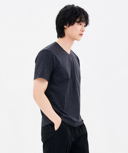 CHASECULT(チェイスカルト)の「メンズクールVネック半袖Tシャツ-FCZK5809E0L(Tシャツ/カットソー・メンズ・チャコールグレー・100/110/95/105/115)」の5枚目の写真