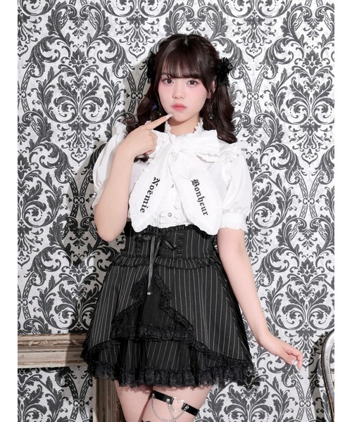 NOEMIE(ノエミー)の「ゴシックシフォンフリルボウタイブラウス(シャツ/ブラウス・レディース・オフホワイト/ブラック/A・M)」の2枚目の写真