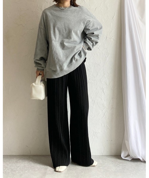 She's Closet(シーズクローゼット)の「接触冷感 クールタッチ 無地 水玉 セミワイド ストレート ロング プリーツパンツ(その他パンツ・レディース・ドット/グレイッシュベージュ/ブラック・M/L)」の7枚目の写真