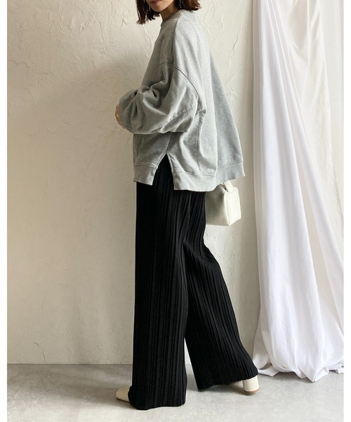 She's Closet(シーズクローゼット)の「接触冷感 クールタッチ 無地 水玉 セミワイド ストレート ロング プリーツパンツ(その他パンツ・レディース・ドット/グレイッシュベージュ/ブラック・M/L)」の8枚目の写真
