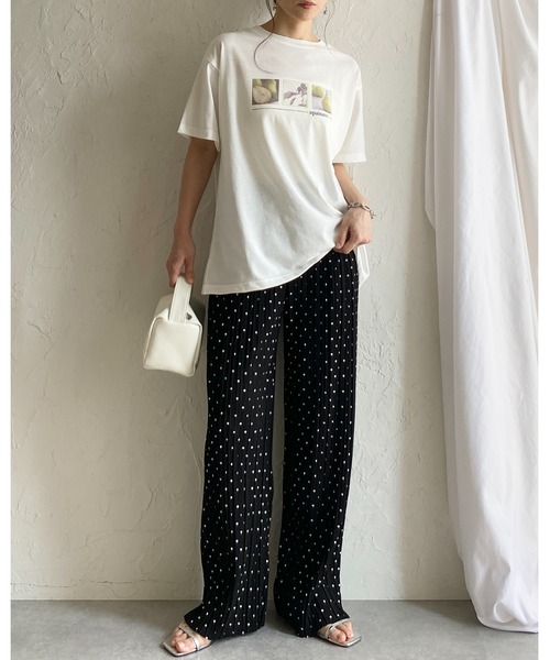 She's Closet(シーズクローゼット)の「接触冷感 クールタッチ 無地 水玉 セミワイド ストレート ロング プリーツパンツ(その他パンツ・レディース・ドット/グレイッシュベージュ/ブラック・M/L)」の12枚目の写真