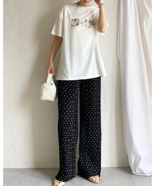 She's Closet(シーズクローゼット)の「接触冷感 クールタッチ 無地 水玉 セミワイド ストレート ロング プリーツパンツ(その他パンツ・レディース・ドット/グレイッシュベージュ/ブラック・M/L)」の16枚目の写真