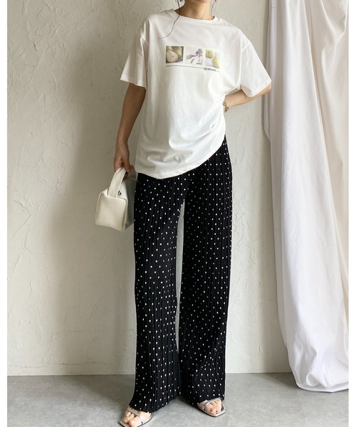 She's Closet(シーズクローゼット)の「接触冷感 クールタッチ 無地 水玉 セミワイド ストレート ロング プリーツパンツ(その他パンツ・レディース・ドット/グレイッシュベージュ/ブラック・M/L)」の17枚目の写真