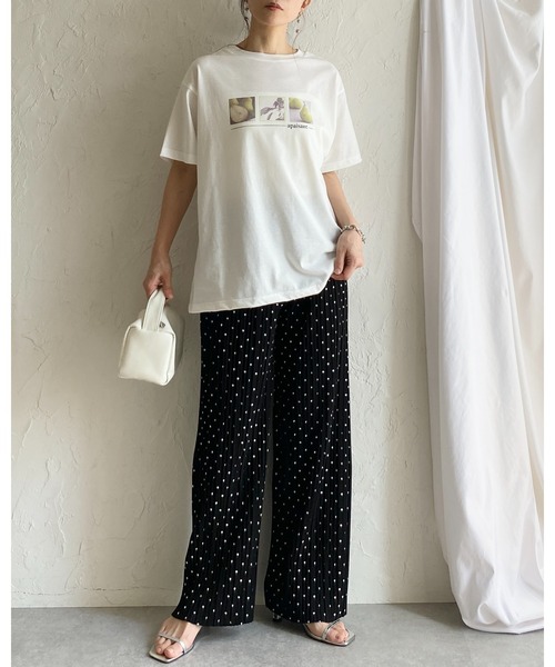 She's Closet(シーズクローゼット)の「接触冷感 クールタッチ 無地 水玉 セミワイド ストレート ロング プリーツパンツ(その他パンツ・レディース・ドット/グレイッシュベージュ/ブラック・M/L)」の19枚目の写真