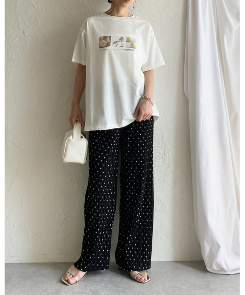 She's Closet(シーズクローゼット)の「接触冷感 クールタッチ 無地 水玉 セミワイド ストレート ロング プリーツパンツ(その他パンツ・レディース・ドット/グレイッシュベージュ/ブラック・M/L)」の20枚目の写真