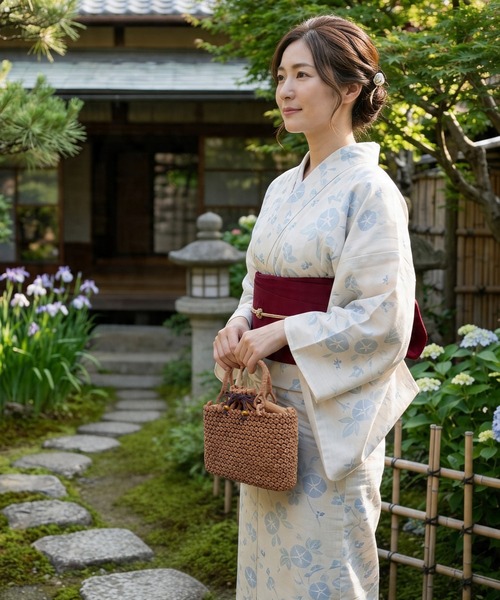 sankyo shokai(サンキョウショウカイ)の「かごバッグ 山葡萄 極細六角花編み(かごバッグ・レディース・ブラウン・FREE)」の5枚目の写真