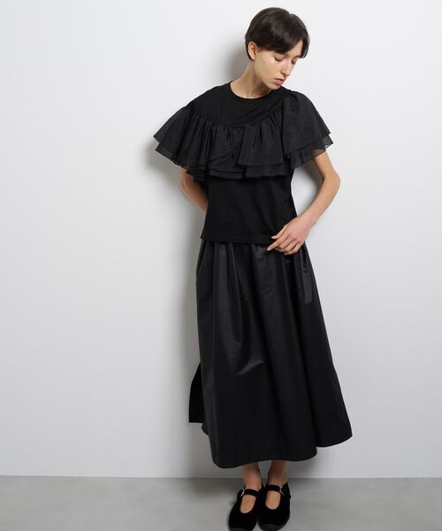 LANVIN en Bleu(ランバンオンブルー)の「フリルコンビカットソー(Tシャツ/カットソー・レディース・ブラック/オフホワイト・38)」の6枚目の写真