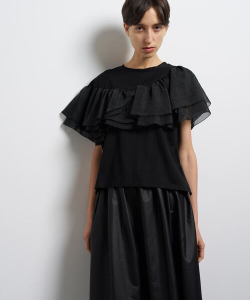 LANVIN en Bleu(ランバンオンブルー)の「フリルコンビカットソー(Tシャツ/カットソー・レディース・ブラック/オフホワイト・38)」の7枚目の写真