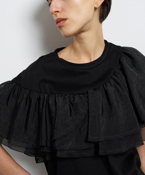 LANVIN en Bleu(ランバンオンブルー)の「フリルコンビカットソー(Tシャツ/カットソー・レディース・ブラック/オフホワイト・38)」の10枚目の写真