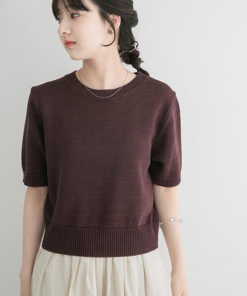 ITEMS URBANRESEARCH(アイテムズ アーバンリサーチ)の「ペーパータッチハンソデニット(ニット/セーター・レディース・ベージュ/ブラウン/レッド・FREE)」の2枚目の写真