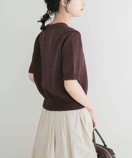 ITEMS URBANRESEARCH(アイテムズ アーバンリサーチ)の「ペーパータッチハンソデニット(ニット/セーター・レディース・ベージュ/ブラウン/レッド・FREE)」の4枚目の写真
