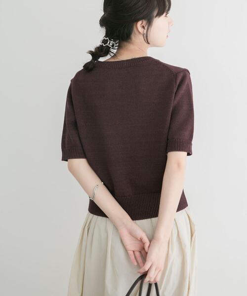 ITEMS URBANRESEARCH(アイテムズ アーバンリサーチ)の「ペーパータッチハンソデニット(ニット/セーター・レディース・ベージュ/ブラウン/レッド・FREE)」の5枚目の写真