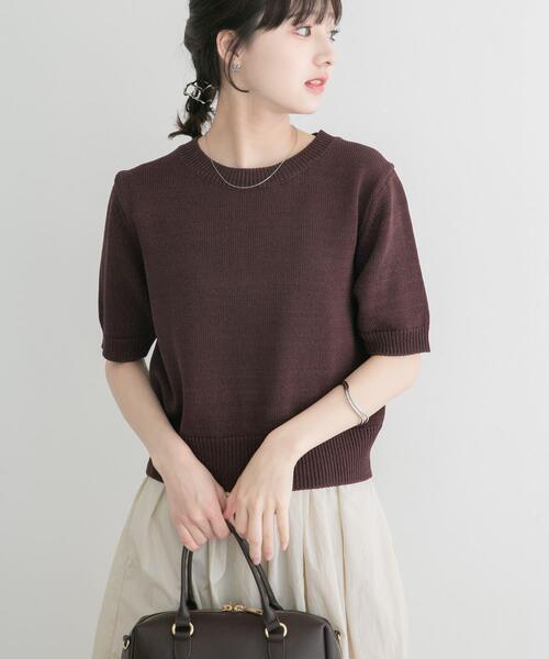 ITEMS URBANRESEARCH(アイテムズ アーバンリサーチ)の「ペーパータッチハンソデニット(ニット/セーター・レディース・ベージュ/ブラウン/レッド・FREE)」の7枚目の写真