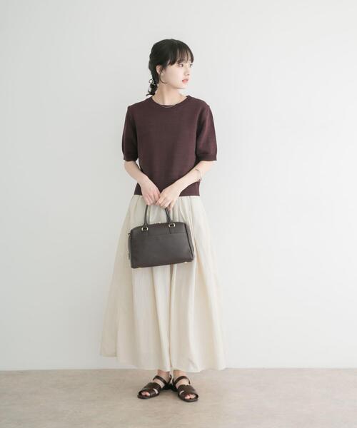 ITEMS URBANRESEARCH(アイテムズ アーバンリサーチ)の「ペーパータッチハンソデニット(ニット/セーター・レディース・ベージュ/ブラウン/レッド・FREE)」の9枚目の写真