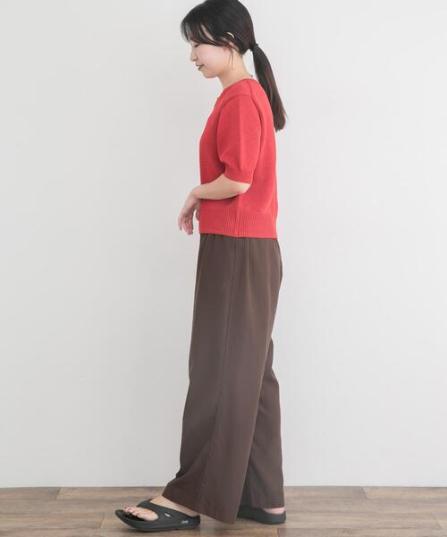 ITEMS URBANRESEARCH(アイテムズ アーバンリサーチ)の「ペーパータッチハンソデニット(ニット/セーター・レディース・ベージュ/ブラウン/レッド・FREE)」の12枚目の写真