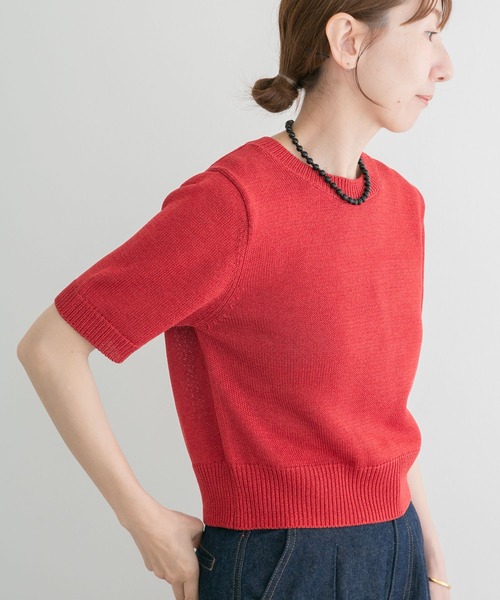 ITEMS URBANRESEARCH(アイテムズ アーバンリサーチ)の「ペーパータッチハンソデニット(ニット/セーター・レディース・ベージュ/ブラウン/レッド・FREE)」の3枚目の写真