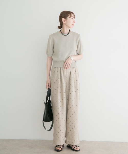 ITEMS URBANRESEARCH(アイテムズ アーバンリサーチ)の「ペーパータッチハンソデニット(ニット/セーター・レディース・ベージュ/ブラウン/レッド・FREE)」の8枚目の写真