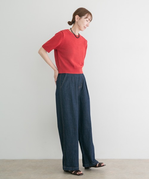 ITEMS URBANRESEARCH(アイテムズ アーバンリサーチ)の「ペーパータッチハンソデニット(ニット/セーター・レディース・ベージュ/ブラウン/レッド・FREE)」の16枚目の写真