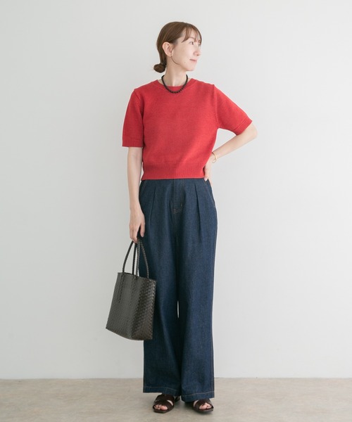 ITEMS URBANRESEARCH(アイテムズ アーバンリサーチ)の「ペーパータッチハンソデニット(ニット/セーター・レディース・ベージュ/ブラウン/レッド・FREE)」の17枚目の写真