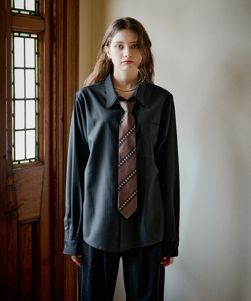 CASPER JOHN(キャスパージョン)の「Wool basic shirts/ウールベーシックシャツ(シャツ/ブラウス・メンズ・ブラック/チャコールグレー/ネイビー・X-SMALL/LARGE/MEDIUM/SMALL)」の8枚目の写真