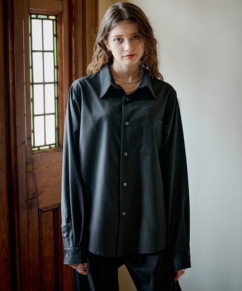 CASPER JOHN(キャスパージョン)の「Wool basic shirts/ウールベーシックシャツ(シャツ/ブラウス・メンズ・ブラック/チャコールグレー/ネイビー・X-SMALL/LARGE/MEDIUM/SMALL)」の6枚目の写真