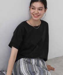 【接触冷感/UVカット】美光沢カットソーワイドシルエット