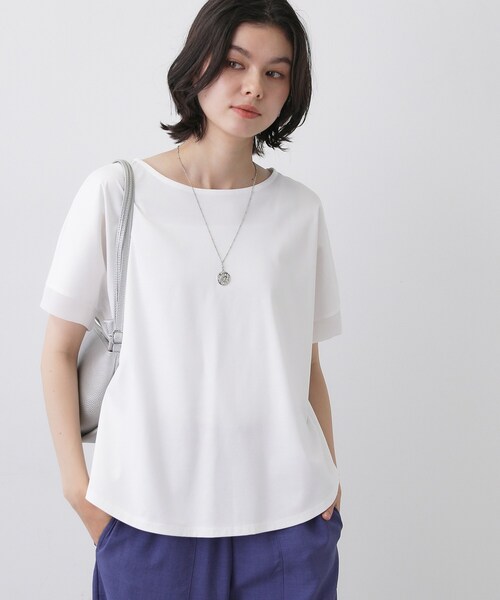 Dessin(デッサン)の「【接触冷感/UVカット】美光沢カットソーワイドシルエット(Tシャツ/カットソー・レディース・ライトイエロー系/チャコールグレー/ブラック/ホワイト系・01/02/03)」の14枚目の写真