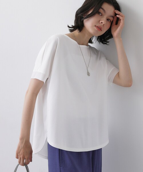 Dessin(デッサン)の「【接触冷感/UVカット】美光沢カットソーワイドシルエット(Tシャツ/カットソー・レディース・ライトイエロー系/チャコールグレー/ブラック/ホワイト系・01/02/03)」の15枚目の写真