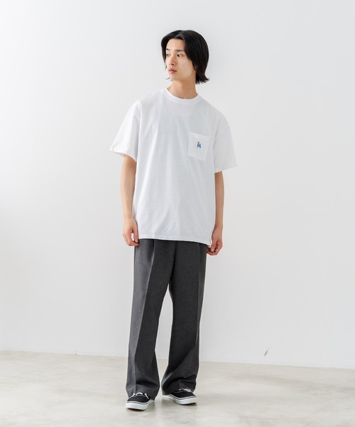 SAVIER(サビアー)の「【SAVIER/サビアー】×【ZERO STAIN/ゼロステイン】【LAロゴ立体刺繍】コラボ ポケット付き Tシャツ オーバーサイズ 汗染み防止 ストリート・スケーター(Tシャツ/カットソー・メンズ・ホワイト/チャコールグレー・MEDIUM/LARGE)」の12枚目の写真