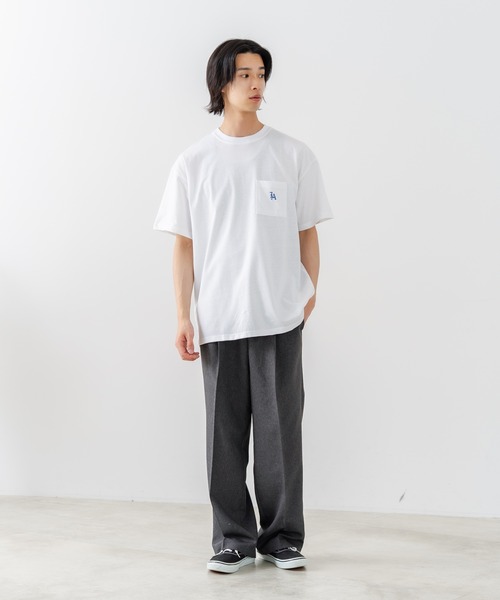 SAVIER(サビアー)の「【SAVIER/サビアー】×【ZERO STAIN/ゼロステイン】【LAロゴ立体刺繍】コラボ ポケット付き Tシャツ オーバーサイズ 汗染み防止 ストリート・スケーター(Tシャツ/カットソー・メンズ・ホワイト/チャコールグレー・MEDIUM/LARGE)」の13枚目の写真