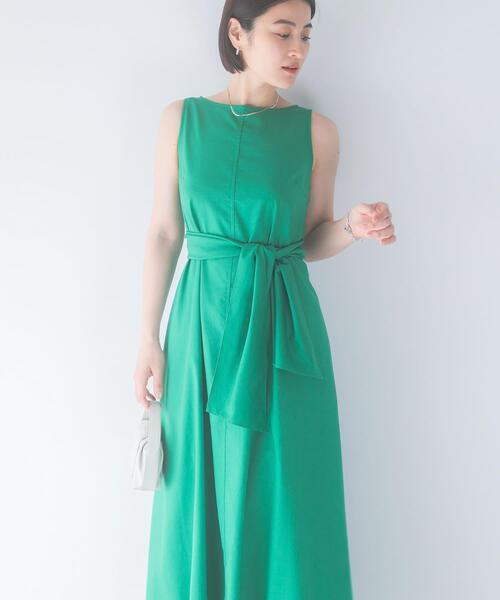 URBAN RESEARCH ROSSO WOMEN(アーバンリサーチ ロッソ)の「リネン混リボンドレス(ワンピース・レディース・ブラック/グリーン/ホワイト系その他/ブルー系その他・FREE)」の4枚目の写真
