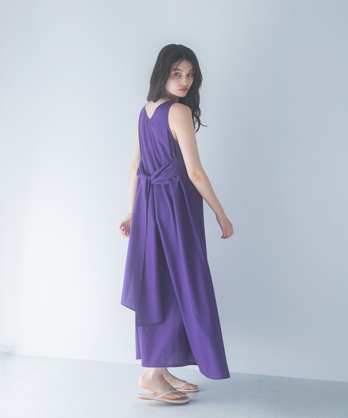 URBAN RESEARCH ROSSO WOMEN(アーバンリサーチ ロッソ)の「リネン混リボンドレス(ワンピース・レディース・ブラック/グリーン/ホワイト系その他/ブルー系その他・FREE)」の4枚目の写真